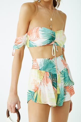 Tropical Leaf Crop Top & Shorts Set | Forever 21 (US)