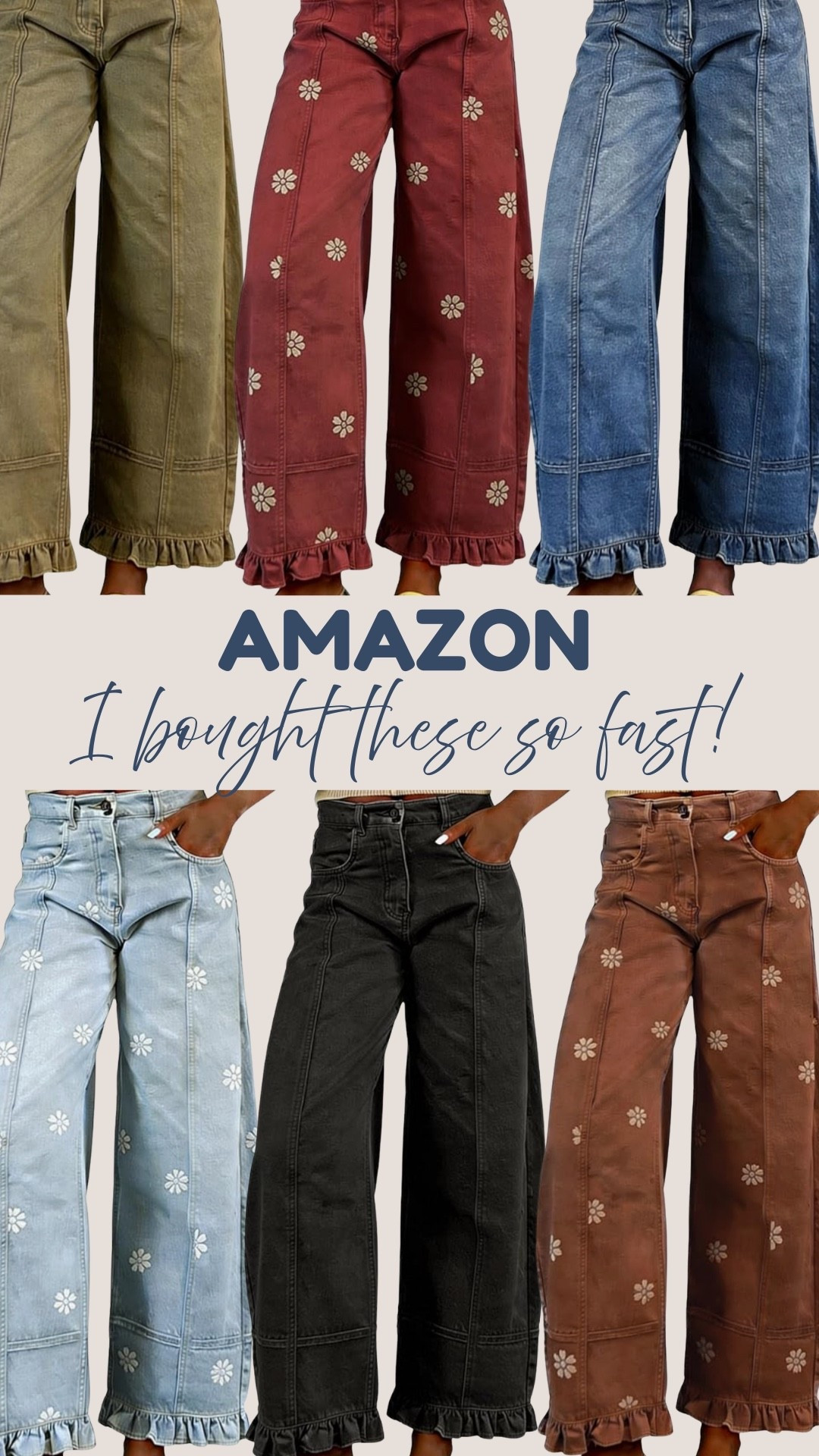 These are so cute! Grabbed several colors!

THEBLOOMINGNEST Amazon pants wide leg printed floral ruffle detail 

#LTKSeasonal #LTKootd