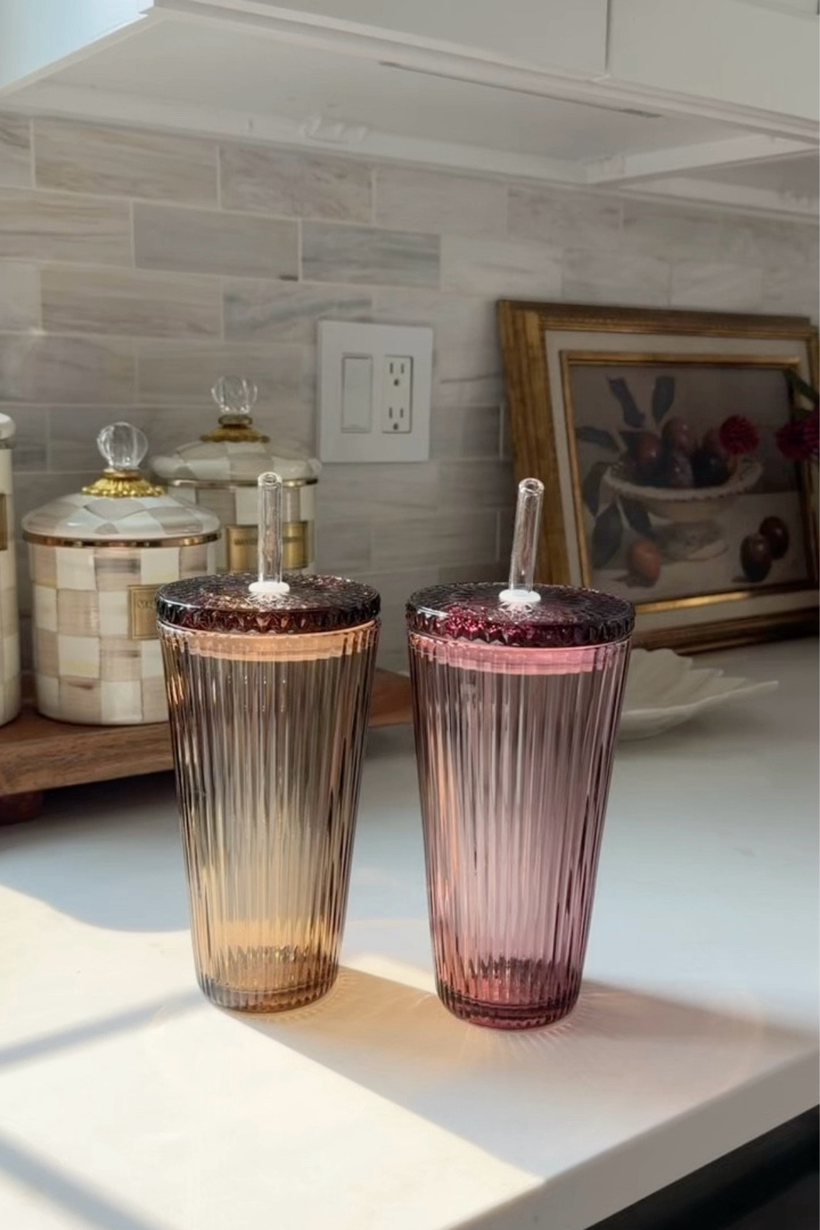 Better Homes & Gardens 21oz ribbed tumbler with glass lid & straw — comes in three colors. 

#Walmarthome