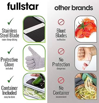 Fullstar 11 in 1 Mandoline Slicer, Vegetable Slicer & Cheese Grater | Kitchen Gadgets with Peeler... | Amazon (US)