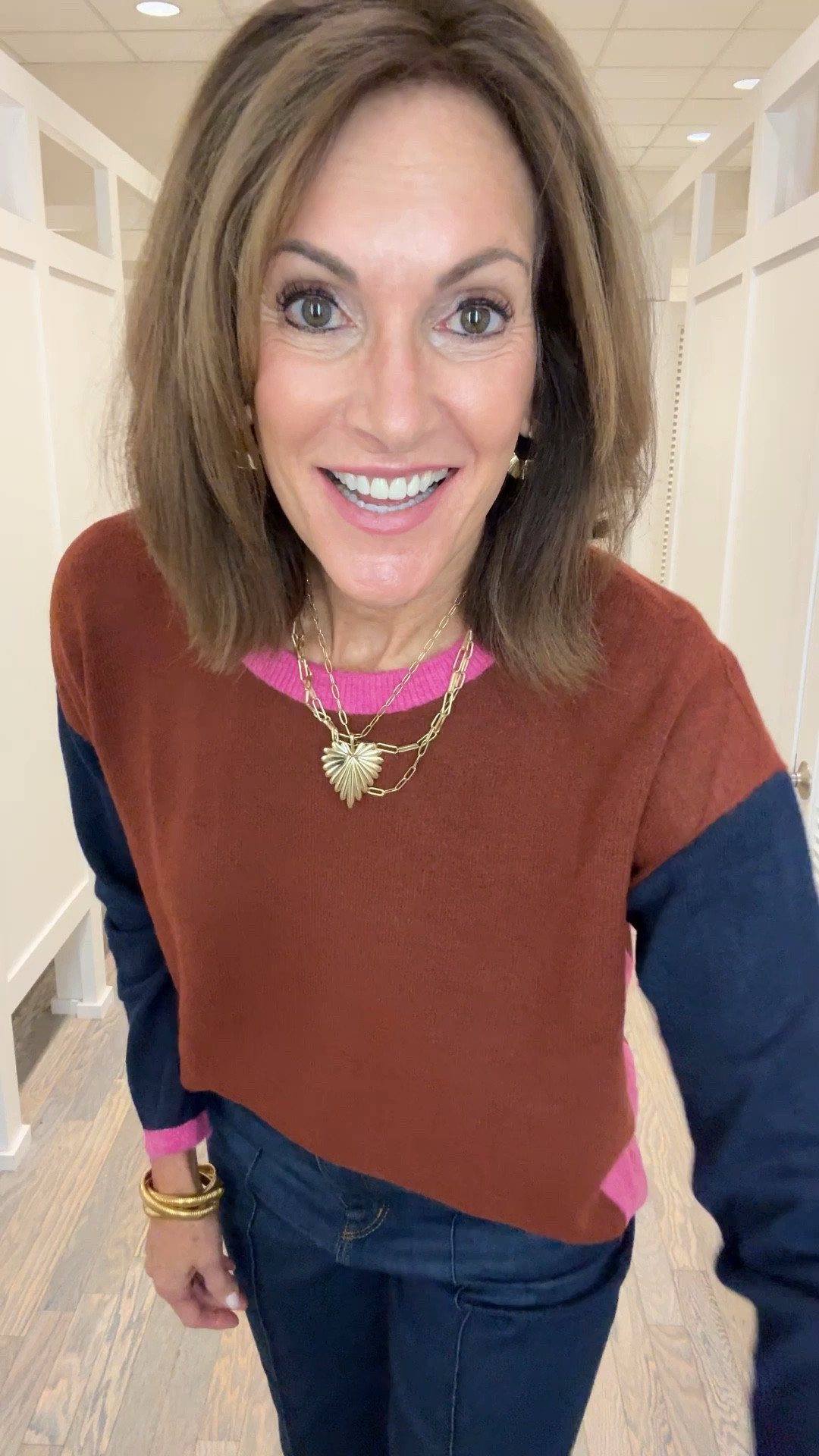 Colorblock sweater - M
Pintuck jeans - 29 ( run a little big) 

20% discount on loafers : annie20

#LTKVideo #LTKWorkwear #LTKStyleTip