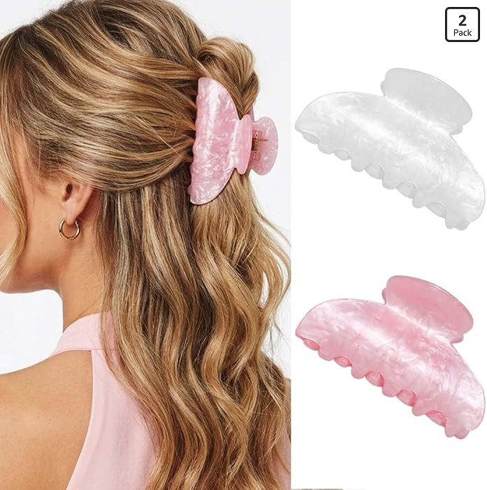 Fashey Acrylic Claw Clip Pink Hair Clips Cute Medium Hair Claws Hair Accessories for Women (Pink+... | Amazon (US)