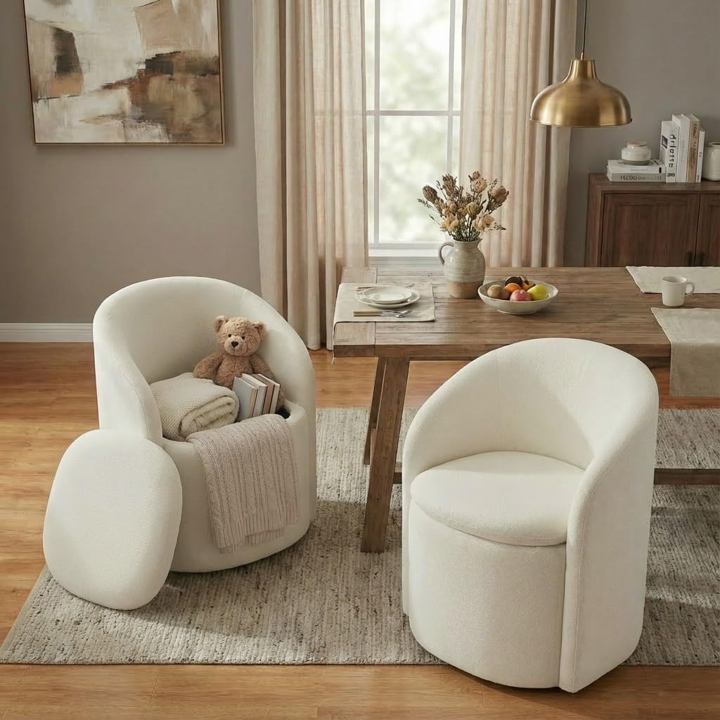 Upholstered Dining Chairs with Casters, No Assembly Rolling Modern Dining Room Chairs with Hidden... | Amazon (US)