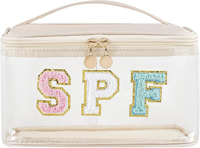 Clear Waterproof Summer SPF Makeup Bag，Preppy Sunscreen Accessories Zipper Case，Aesthetic Che... | Amazon (US)