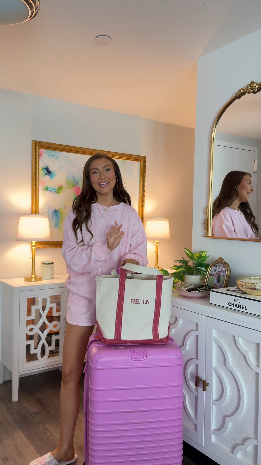 Pink two piece lounge set and pink luggage 💖🫶🏼✨

#LTKTravel #LTKFindsUnder100