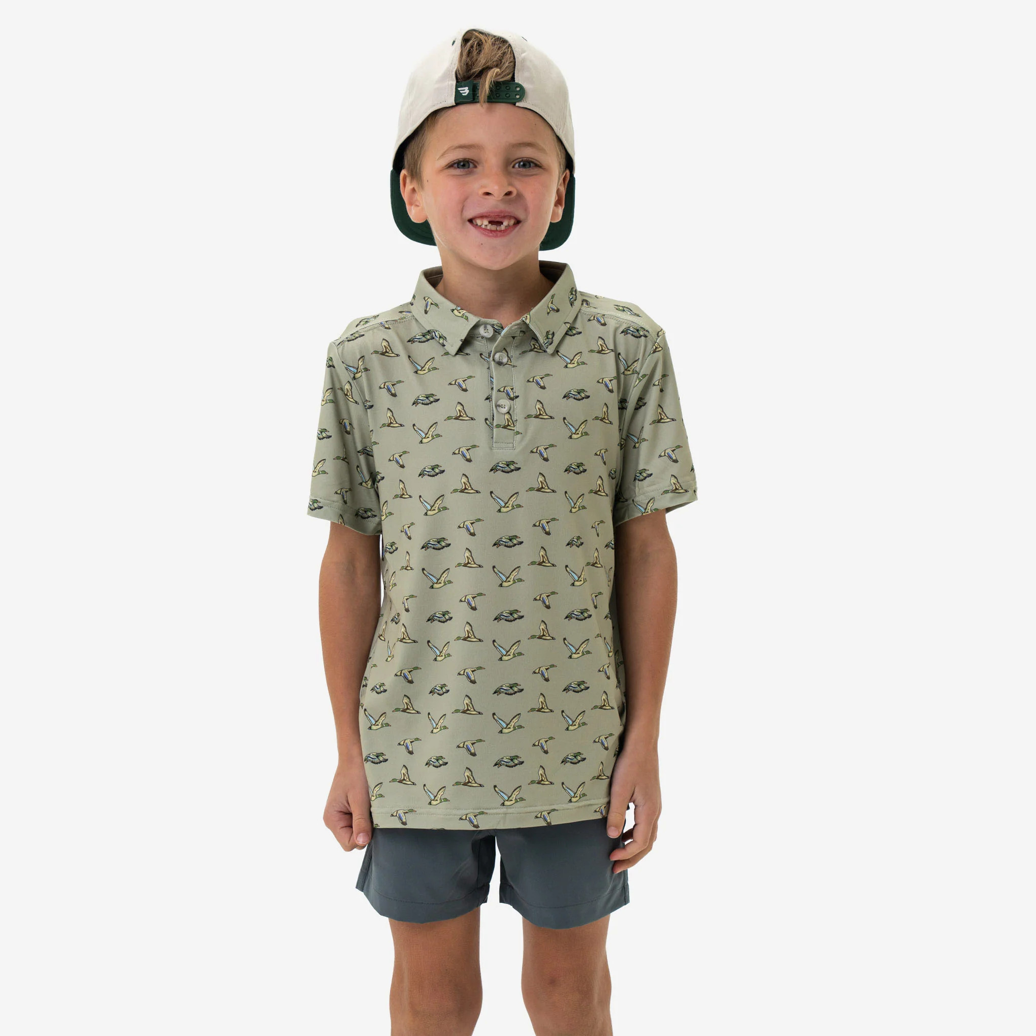 Youth Performance Polo - Flying Ducks Green | BURLEBO