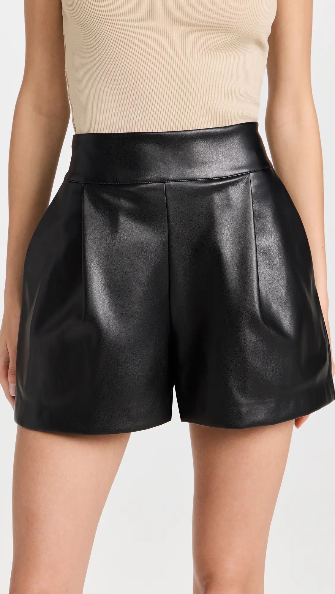 Susana Monaco Faux Leather Pleated Shorts | Shopbop | Shopbop