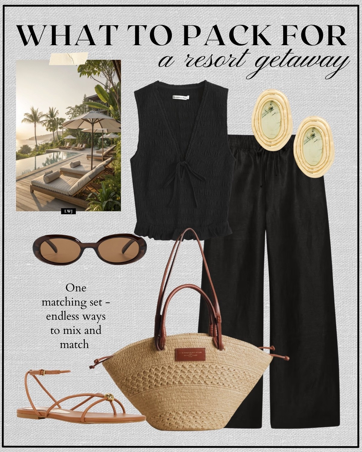 what to pack for a resort getaway

beach vacation / resortwear / monday swimwear / aritzia linen lodge pants / tailored shorts / matching set / dressy outfits / elevated style 

 

#LTKTravel
