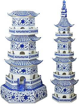 47" Classic Blue and White Porcelain Pagoda, Jingdezhen | Amazon (US)