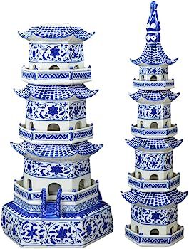 47" Classic Blue and White Porcelain Pagoda, Jingdezhen | Amazon (US)