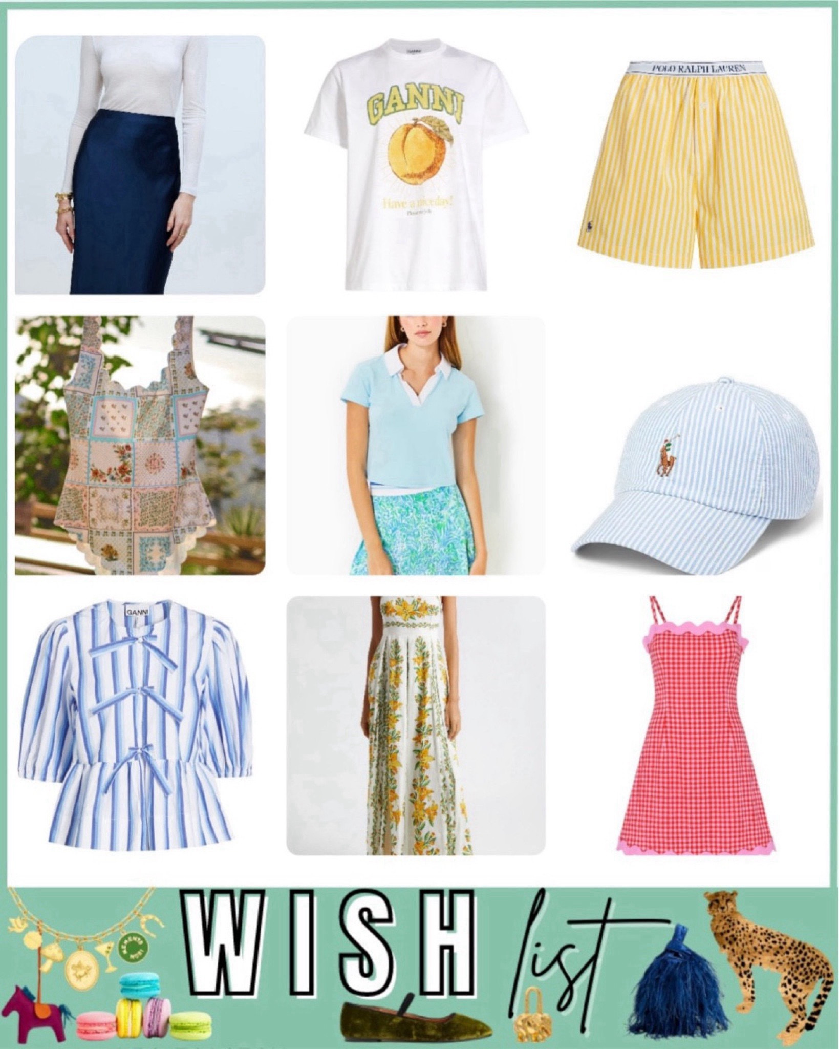 Wish list - maxi skirt, lemon tee, boxer shorts, dresses, ganni tie front top  



#LTKStyleTip #LTKFindsUnder100 #LTKSeasonal