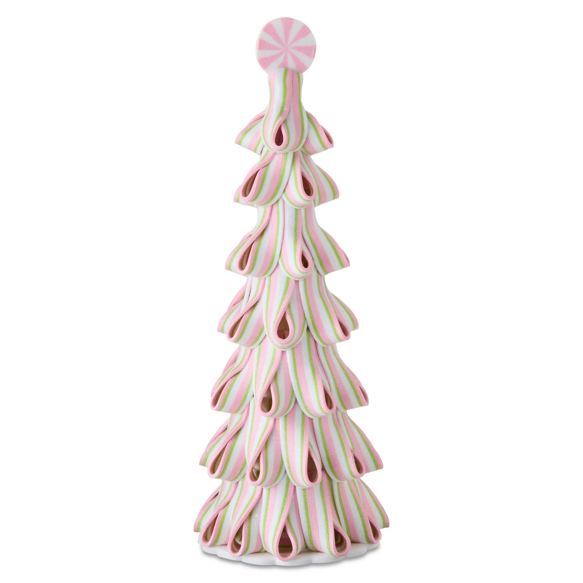 Pink, Green and White Striped Peppermint Candy Christmas Tree Tabletop Decor, 13.5", by Holiday T... | Walmart (US)