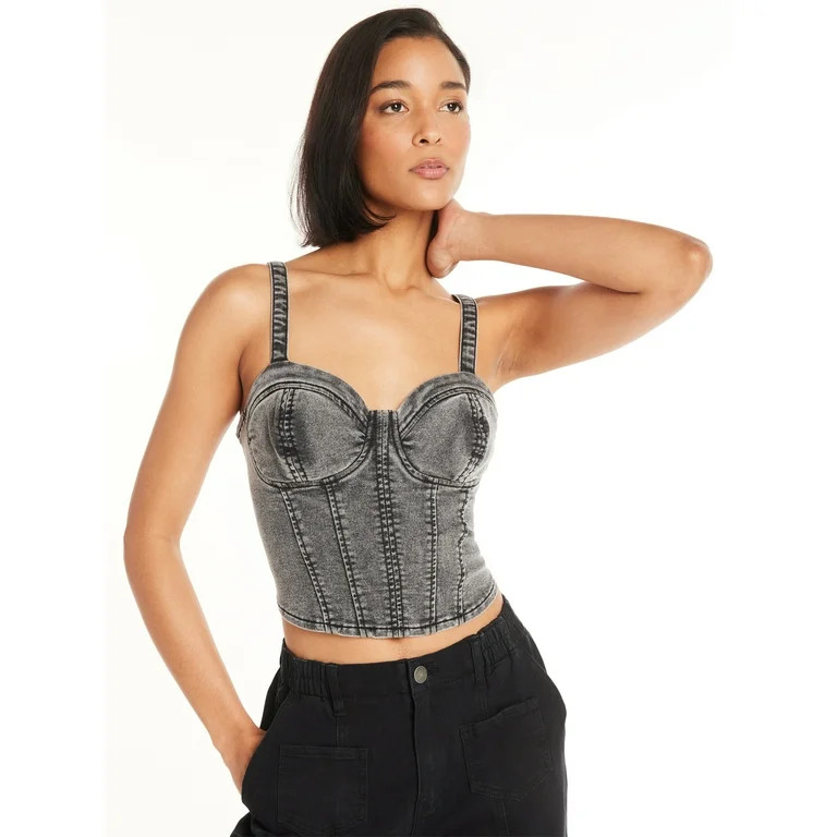 No Boundaries Juniors Denim Corset Top | Walmart (US)