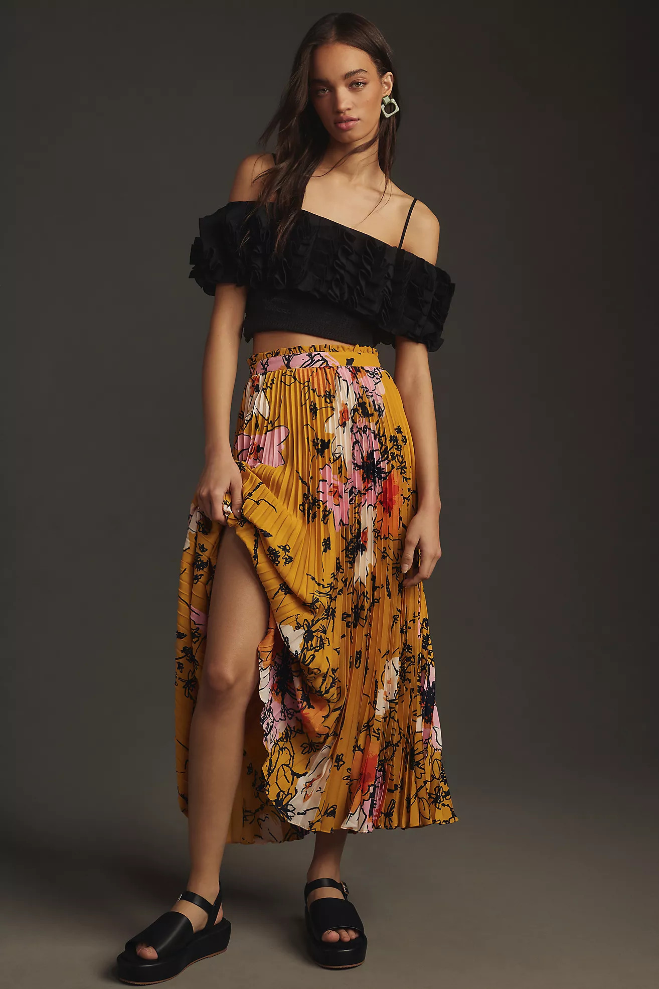 The Isobel Silky Pleated Skirt by Maeve | Anthropologie (US)