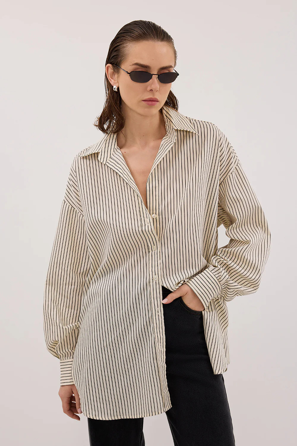 PALMA CREAM OVERSIZED SILK BLEND SHIRT | DISSH