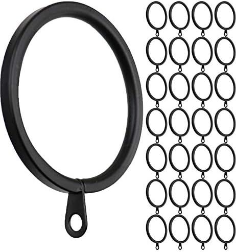 MERIVILLE 28 pcs Black 2-Inch Inner Diameter Metal Flat Curtain Rings with Eyelets | Amazon (US)