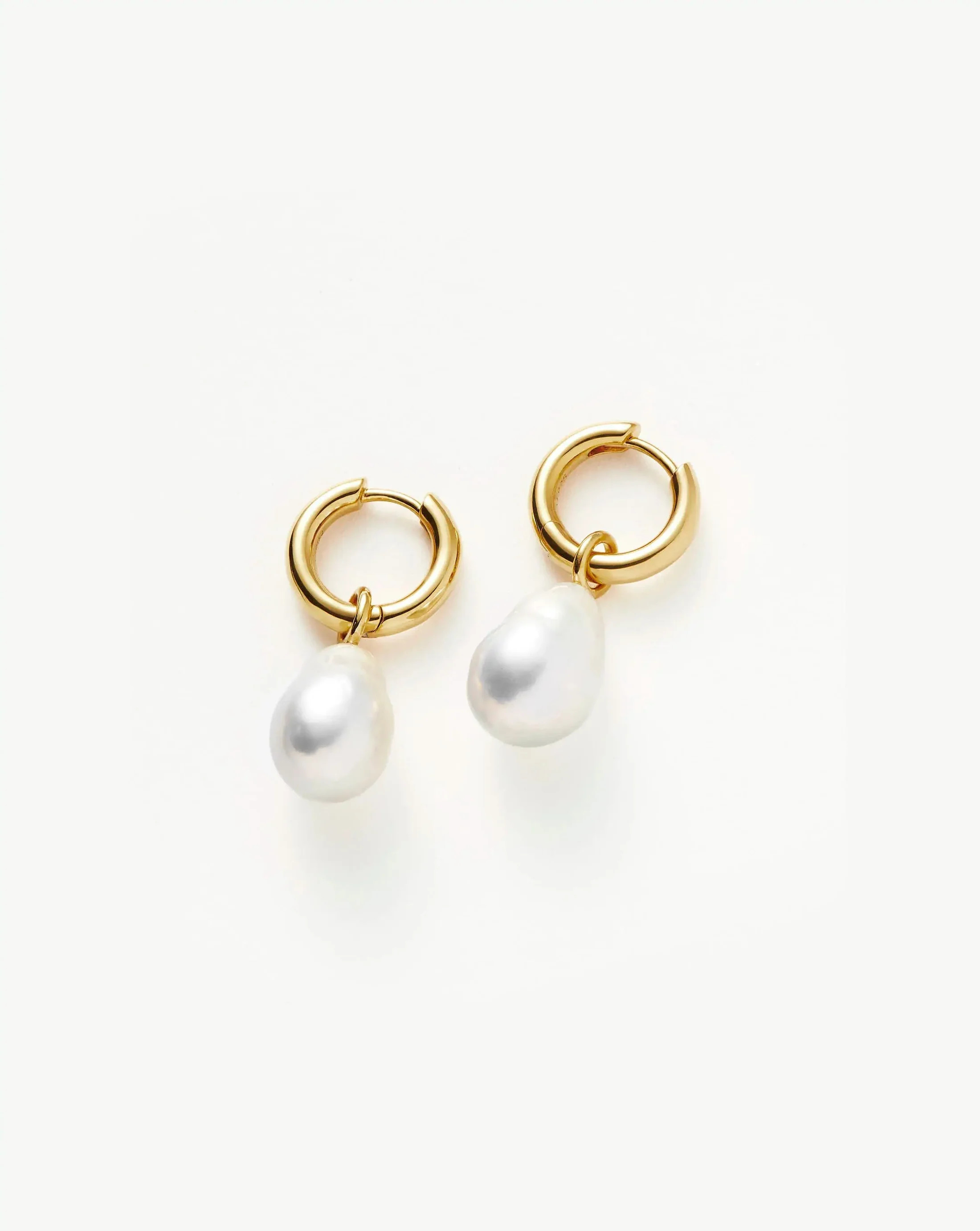 Baroque Pearl Drop Tunnel Mini Gold Hoop Earrings | Missoma | Missoma UK