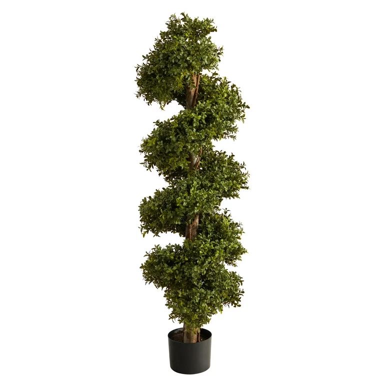 Nearly Natural 46" Spiral Boxwood Artificial Topiary Tree - Walmart.com | Walmart (US)
