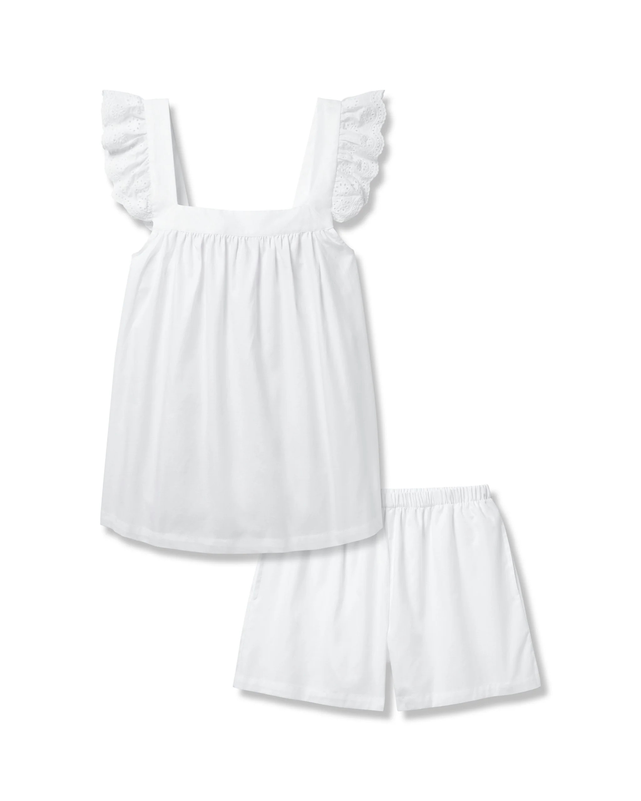 Women's Twill Clara Short Set in White | Petite Plume