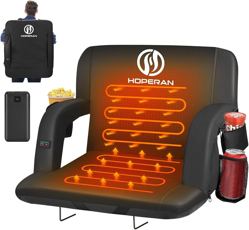 HOPERAN Dual-Sided Heated Stadium Seats for Bleachers with Back Support, 20000mAh Power Bank Incl... | Amazon (US)