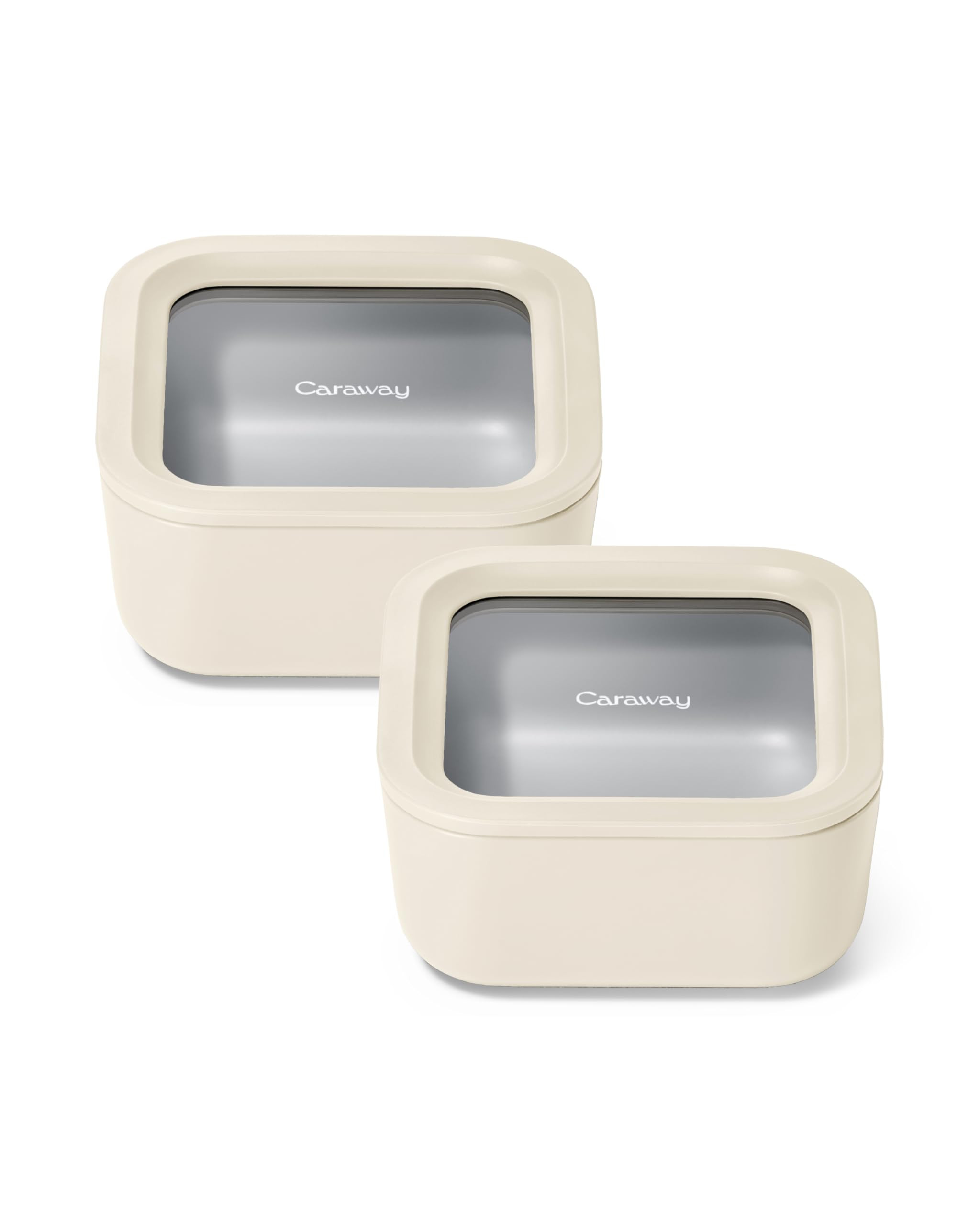 Caraway 2pc Glass Food Storage Set - 4.4 Cup Food Containers (2) - Ceramic Coated - Non Toxic, No... | Amazon (US)