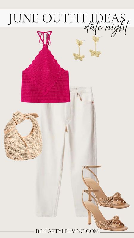 Jen date night outfit ideas | halter top | staw bag | summer outfit 

#LTKstyletip #LTKunder100 #LTKSeasonal