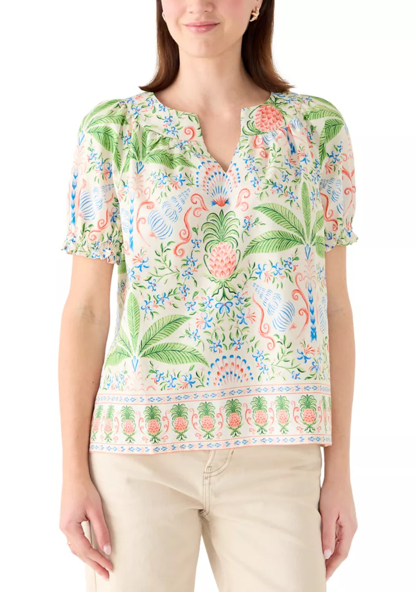 Women's Short Sleeve Print Peasant Shirt | Belk