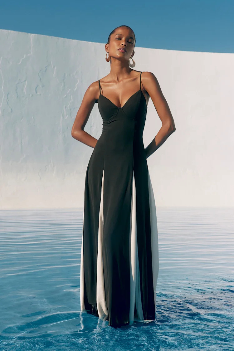 Elisha Black and White Sleeveless Maxi Dress | Lulus