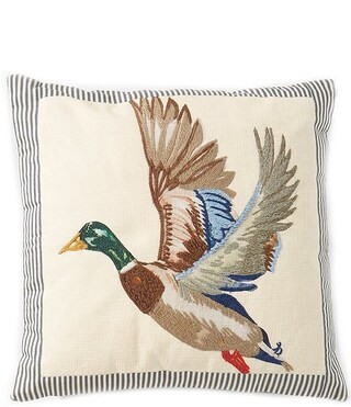Embroidered Mallard Print Square Pillow | Dillard's