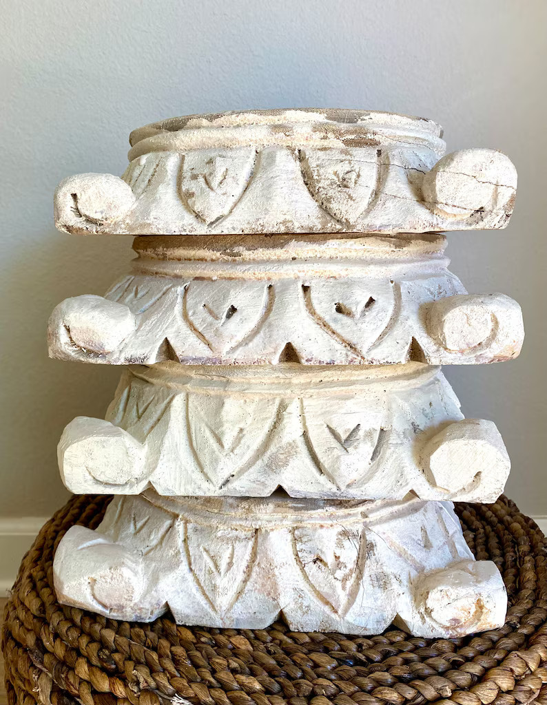 Wood Riser, Hand Carved Artifact, Antique Roman Design Pedestal, Darby Mack - Etsy | Etsy (US)