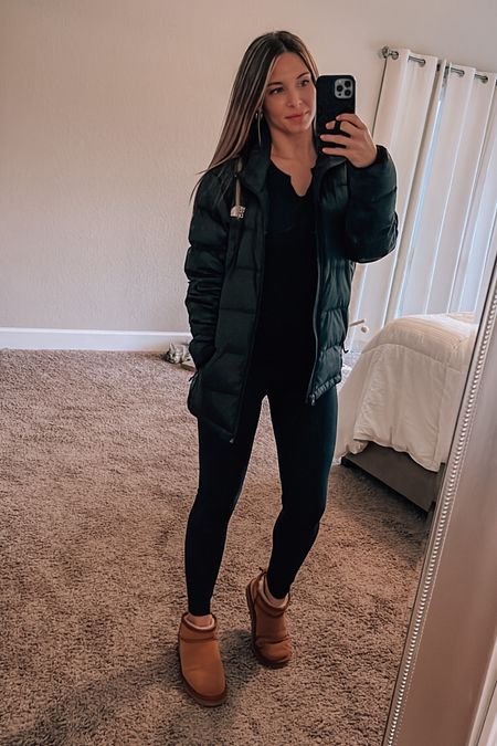 Casual comfy warm ootd / black north face puffer jacket / black Lululemon align leggings / ugg ultra minis / 

#LTKunder50 #LTKstyletip #LTKSeasonal