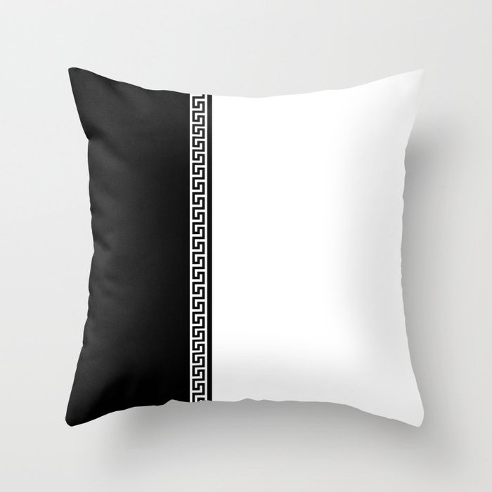 Greek Key 2 - White and Black Throw Pillow | Society6