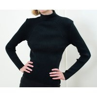 90S Black Turtleneck Sweater Small | Knit Minimalist Minimal Soft Top | Etsy (US)