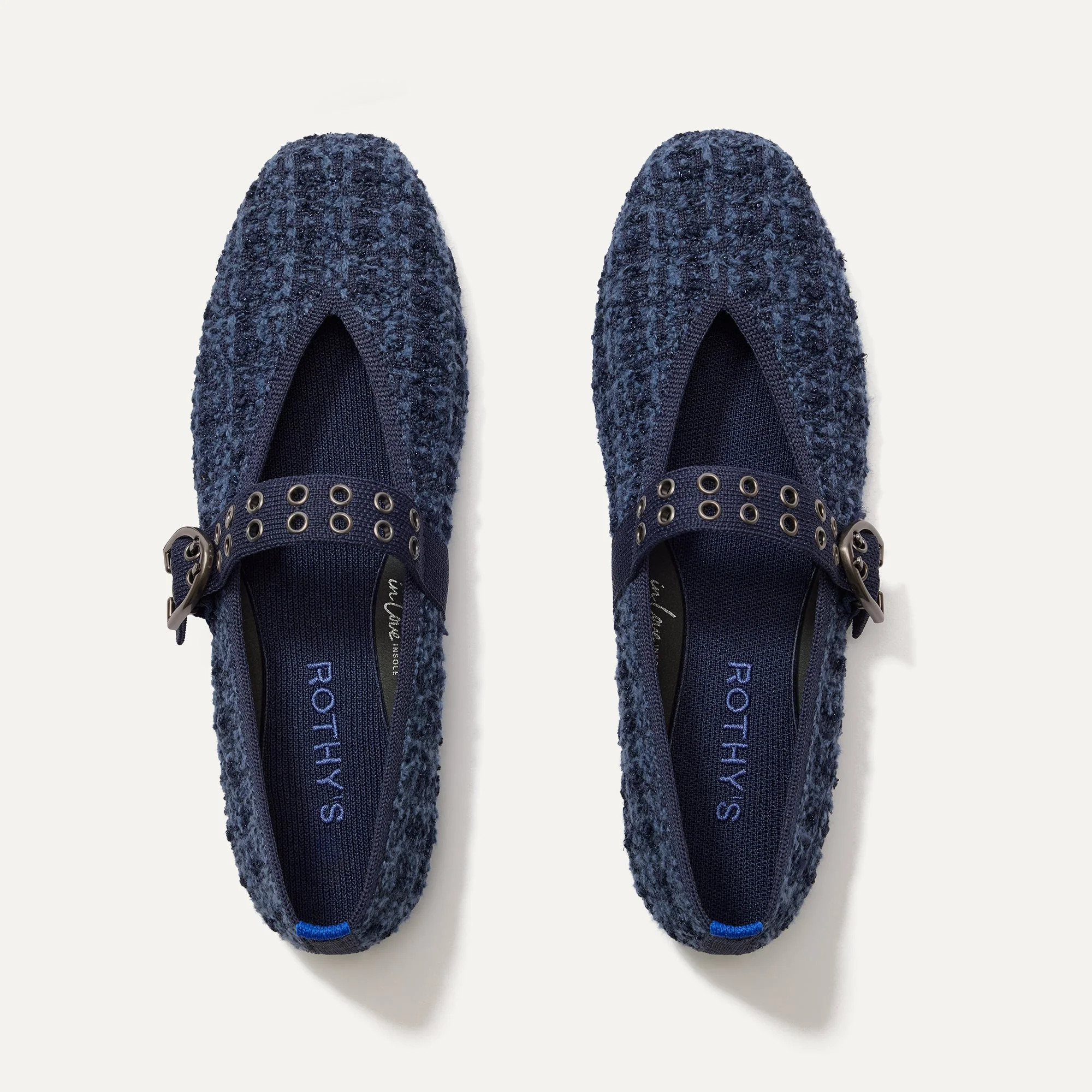 The Max Buckle Mary Jane in Blue Tweed | Rothy's | Rothy's