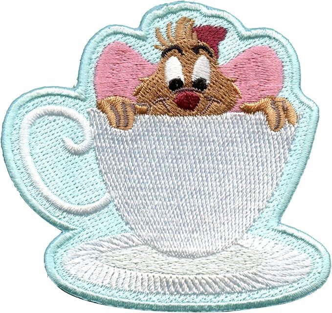 Official Disney Cinderella Jaq In Tea Cup Patch Mouse Embroidered Iron On | Amazon (US)
