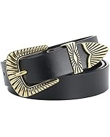Women Leather Belts Ladies Vintage Western Design Black Waist Belt for Pants Jeans Dresses | Amazon (US)