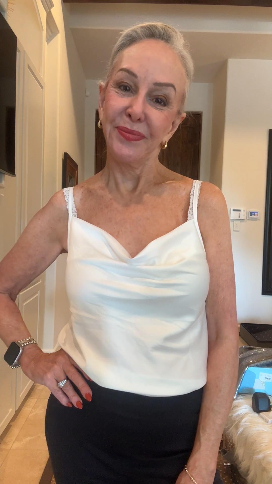 Satin Camisole Cowl Neck Tank Top Cami Silky Basic Tank Shirt Blouses
Comes in 13 colors.
I wear a size small 37.5” bust

#LTKFindsUnder50 #LTKOver40 #LTKWorkwear