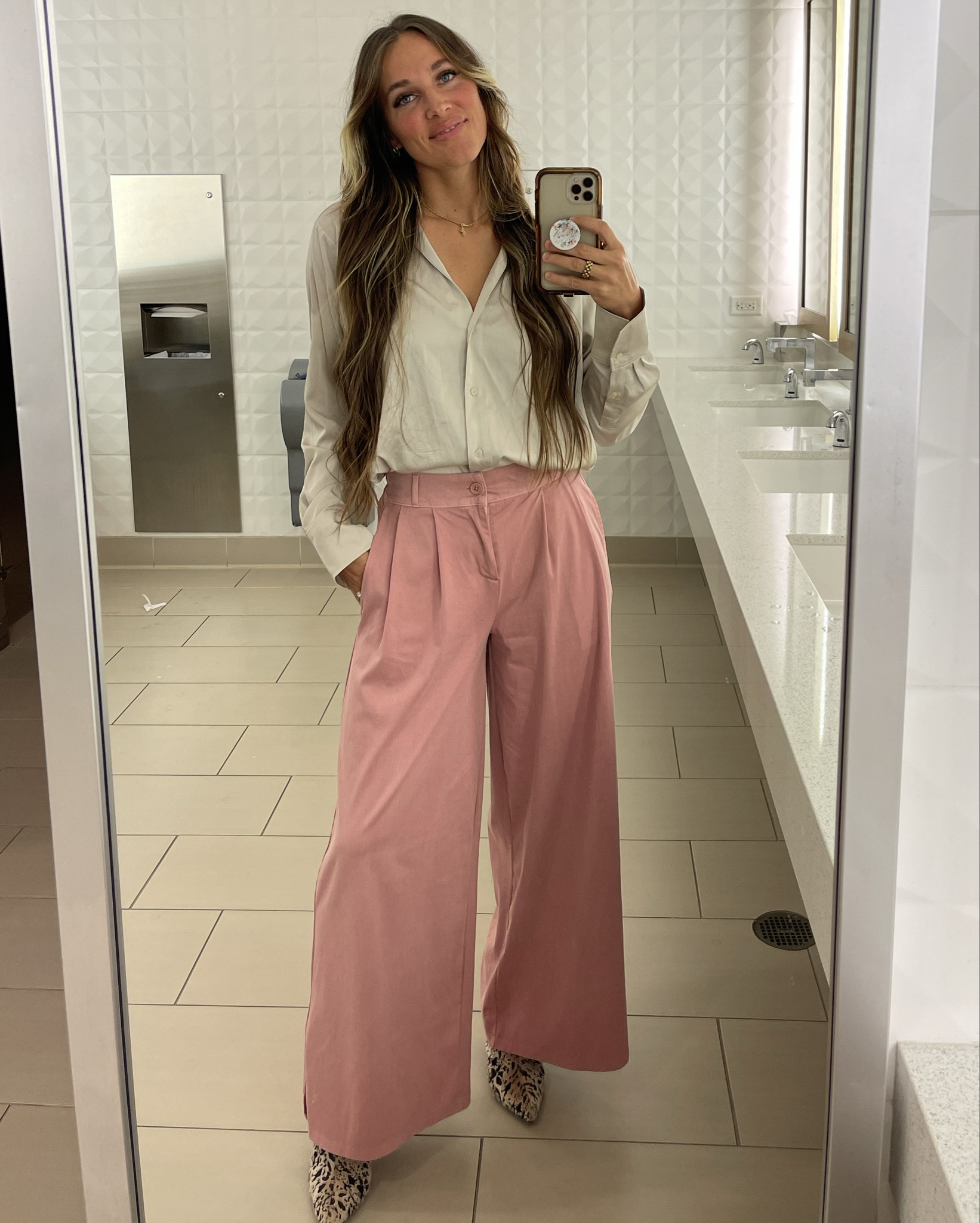 taking care of Business 🩷
Silky V-Neck Blouse & pink stretchy denim trousers 

#LTKFindsUnder50 #LTKWorkwear #LTKStyleTip