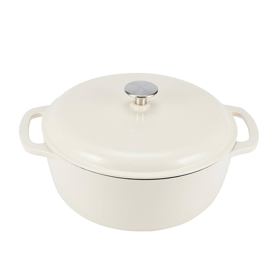Amazon Basics Cast Iron Dutch Oven Pot with Lid, Enameled, Round, Dual Handles, Heavy-Duty, Large... | Amazon (US)