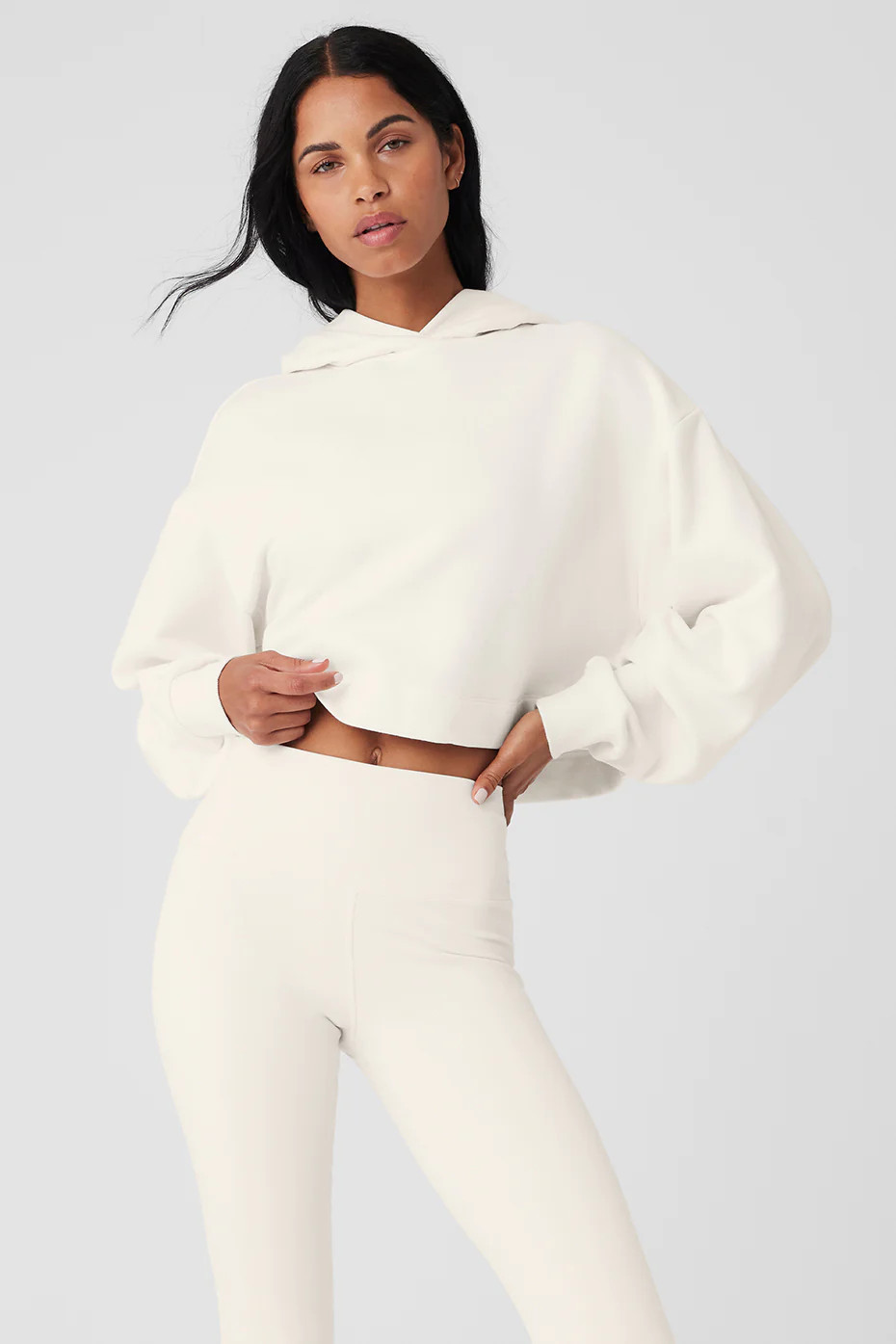 Alo Yoga® | Bae Hoodie in Ivory White, Size: 2XS | Alo Yoga