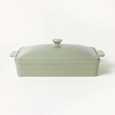 4qt Stoneware Rectangle Baking Dish with Lid Sage Green - Figmint™ | Target
