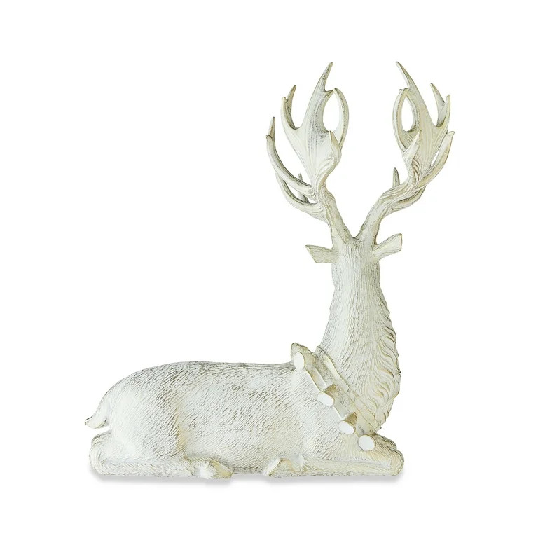 My Texas House White Champagne Sitting Deer Christmas Tabletop Decoration, 12.25 in - Walmart.com | Walmart (US)