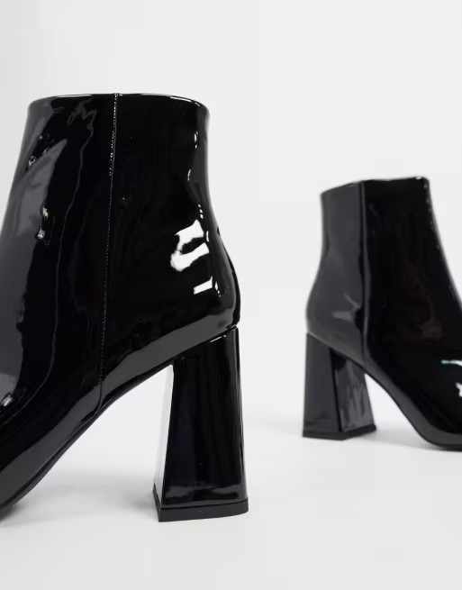 ASOS DESIGN Express heeled ankle boots in black patent | ASOS (Global)