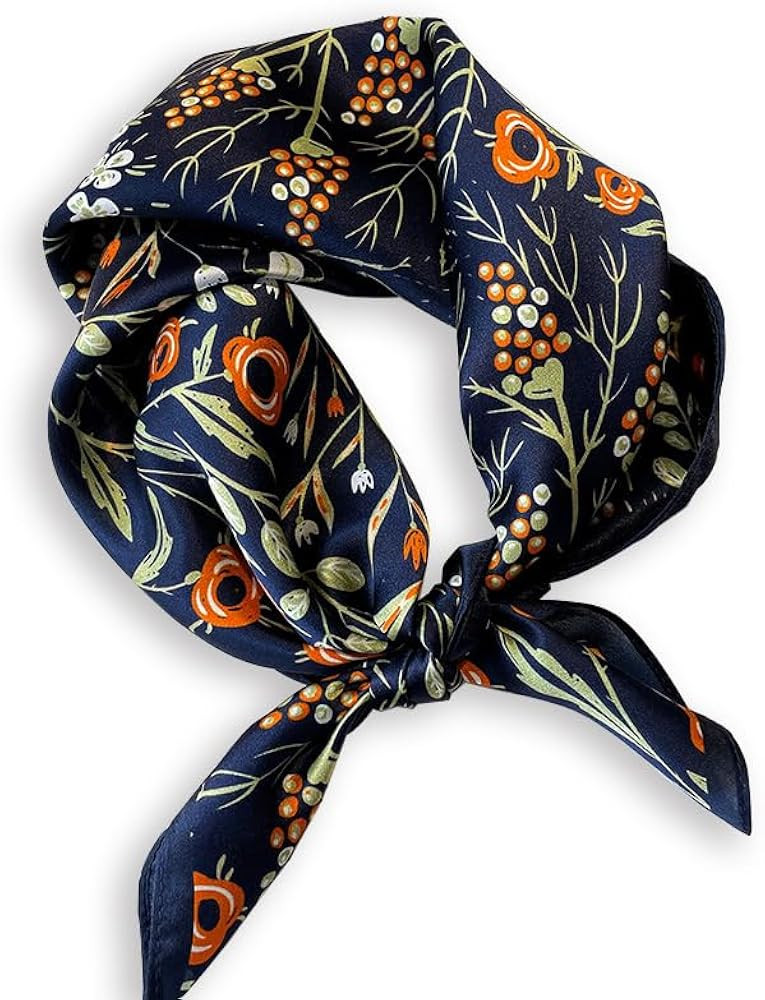 100% Mulberry Silk Neck Scarf - 21'' x 21'' Lightweight Neckerchief - Women Men Small Square Digi... | Amazon (US)