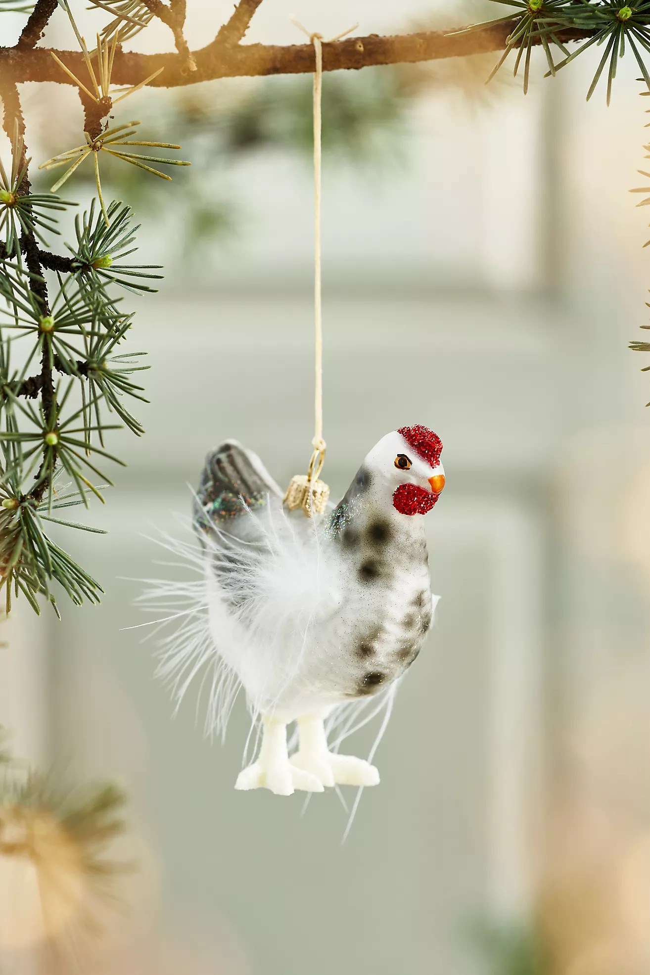 Feathered Rooster Glass Ornament | Anthropologie (US)