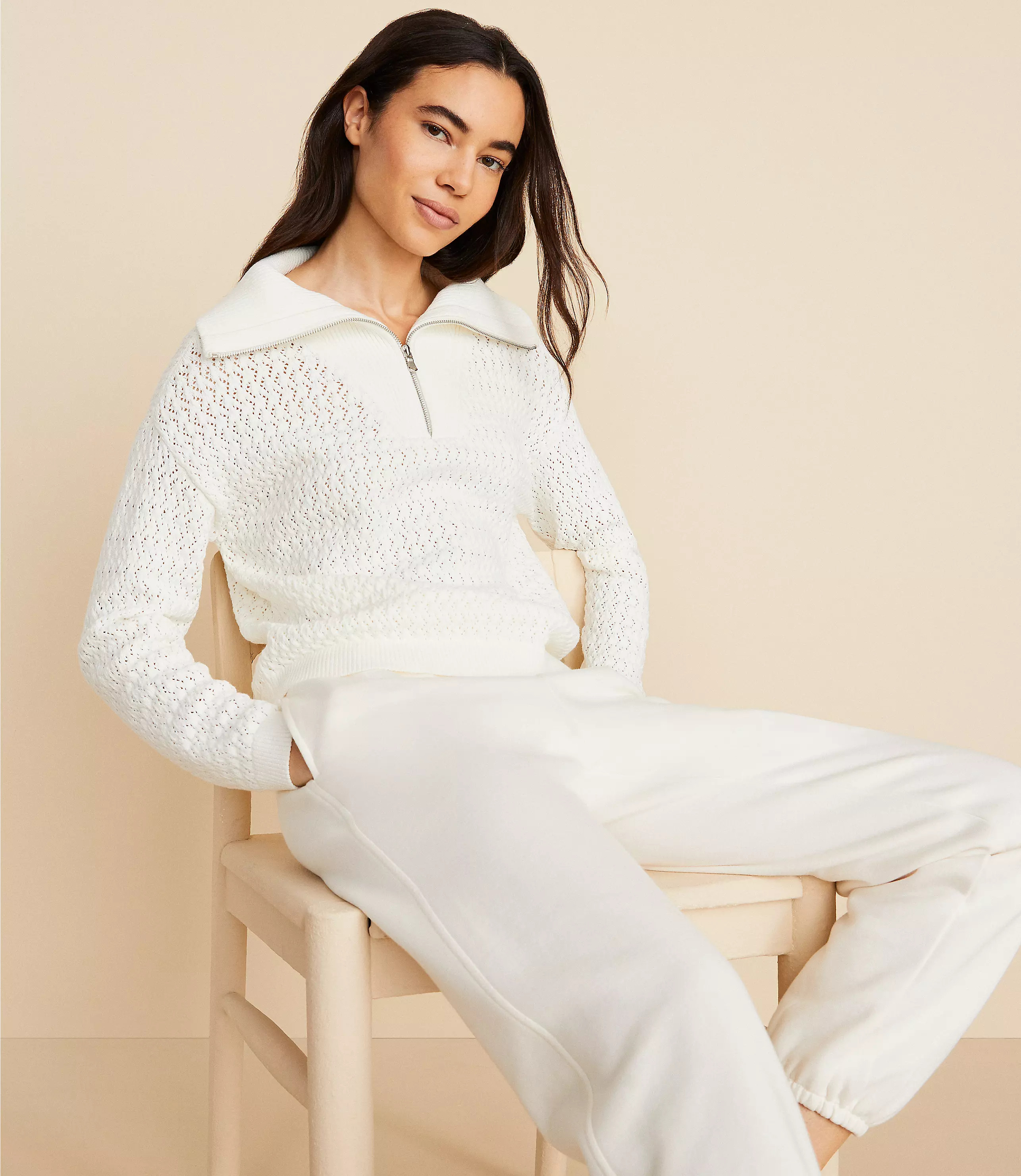 Lou & Grey Pointelle Half Zip Sweater | LOFT