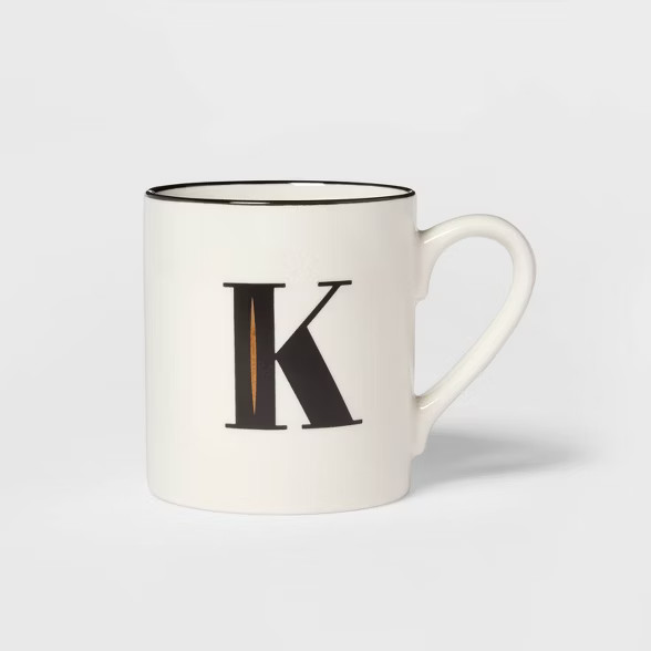 16oz Stoneware Monogram K Mug White - Threshold™ | Target