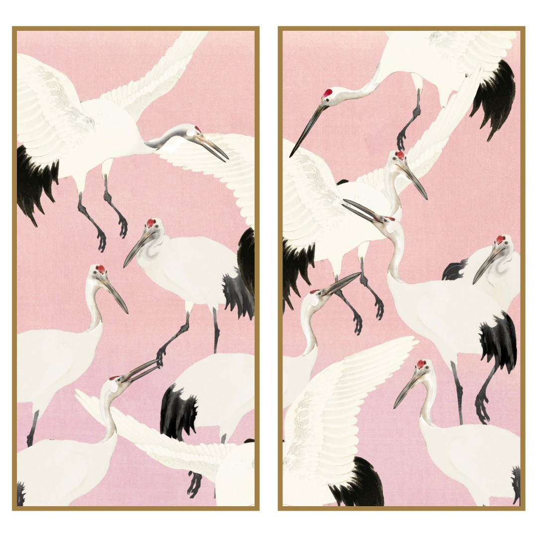 Dancing Heron Panel Pair | Urban Garden Prints
