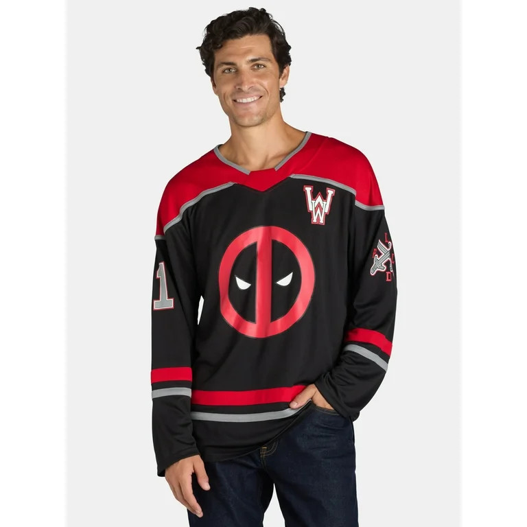 Deadpool Men's Graphic Hockey Jersey, Sizes XS-3XL | Walmart (US)