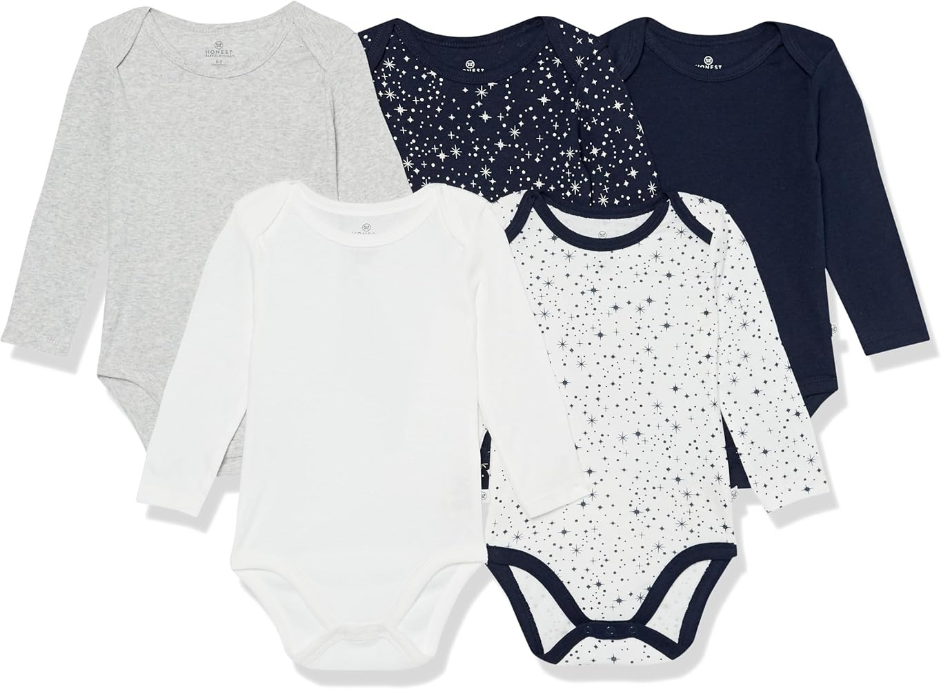 HonestBaby Baby Boys' 5-pack Long Sleeve Bodysuits One-piece 100% Organic Cotton for Infant Baby ... | Amazon (US)